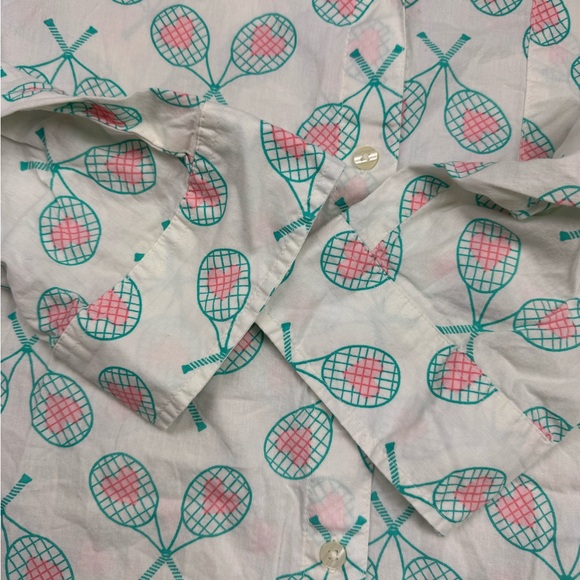 Aerie poplin pj to party Tennis Racket + Hearts button up shirt XL - Picture 7 of 10